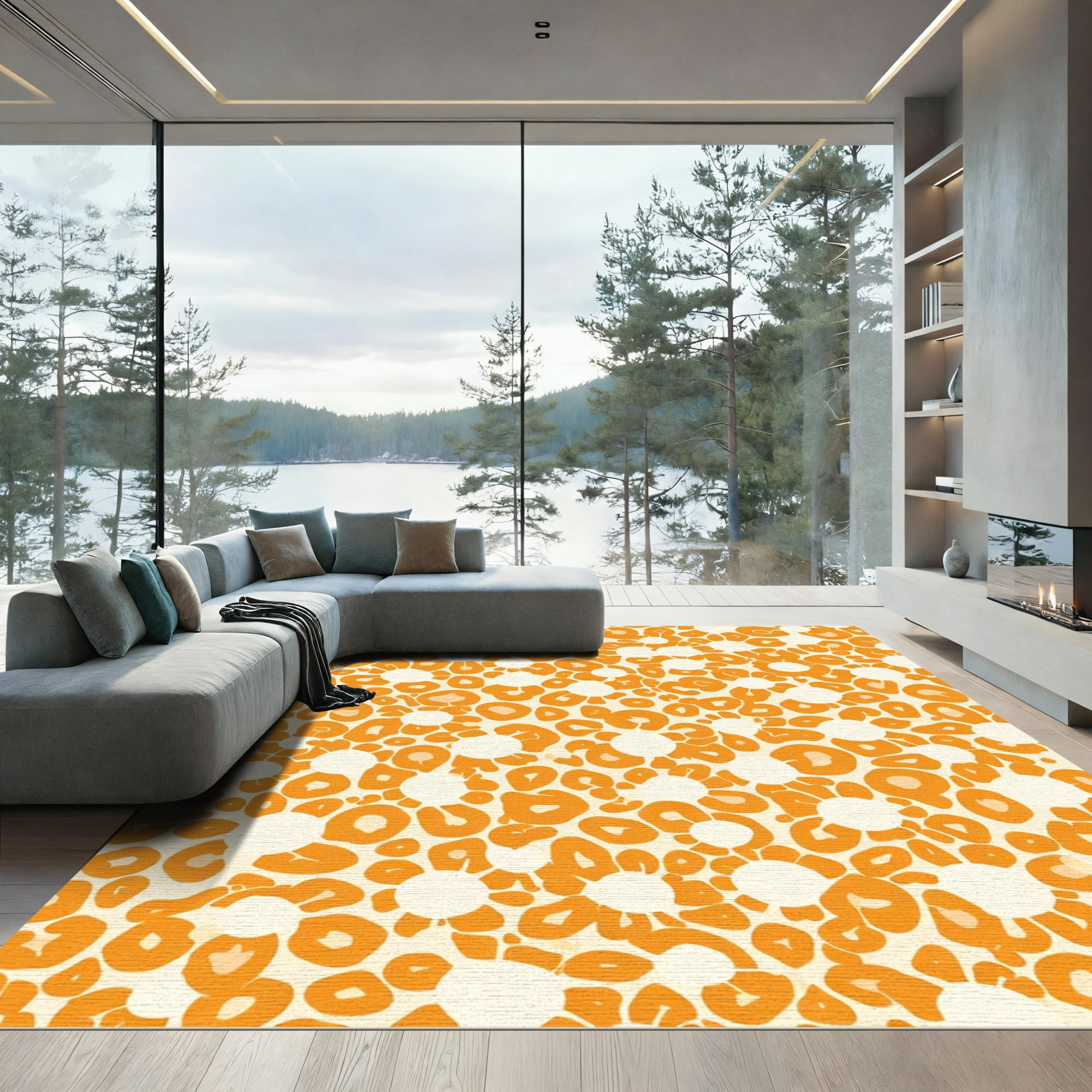 ODIKA 6x9 Machine Washable Non-Slip Area Rug, Elegant Leopard Inspired ...