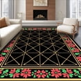 thumbnail image 1 of ODIKA 6'x9' Machine Washable Non-Slip Area Rug, Elegant Noel Grid Floorcovering Duo Festive Protective Ensemble High Traffic Rug, Black, 627570, 1 of 7