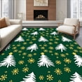 thumbnail image 1 of ODIKA 6'x9' Machine Washable Non-Slip Area Rug, Elegant Pine with Delicate Snowflake Accents Holiday Duo High Traffic Rug, Green, 621296, 1 of 7