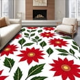 thumbnail image 1 of ODIKA 6'x9' Machine Washable Non-Slip Area Rug, Elegant Poinsettia Blossom Celebration Entryway Decoration High Traffic Rug, Red, 730546, 1 of 7