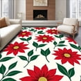 thumbnail image 1 of ODIKA 6'x9' Machine Washable Non-Slip Area Rug, Elegant Poinsettia Blossom Seasonal Accent For Entryway High Traffic Rug, Red, 614799, 1 of 7