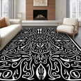 thumbnail image 1 of ODIKA 6'x9' Machine Washable Non-Slip Area Rug, Elegant Silverware Motif Cutlery Decorative Accent High Traffic Rug, Black, 734889, 1 of 7