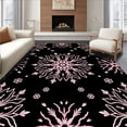 thumbnail image 1 of ODIKA 6'x9' Machine Washable Non-Slip Area Rug, Elegant Snowflake Mosaic with Shimmering Rose Motifs and Frosted Accents High Traffic Rug, Black, 639506, 1 of 7