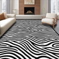 thumbnail image 1 of ODIKA 6'x9' Machine Washable Non-Slip Area Rug, Elegant Swirling Zebra Monochrome Abstract Wavy Zig Zag High Traffic Rug with Pad, Black, 483948, 1 of 8