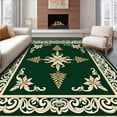 thumbnail image 1 of ODIKA 6'x9' Machine Washable Non-Slip Area Rug, Enchanted Fern Crest Interlocking Leaf Motif With Baroque Scrolls High Traffic Rug, Green, 370381, 1 of 7