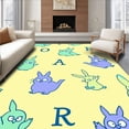 thumbnail image 1 of ODIKA 6'x9' Machine Washable Non-Slip Area Rug, Enchanted Forest Creatures ABC Educational Discovery Design High Traffic Rug, Yellow, 698374, 1 of 7