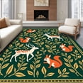 thumbnail image 1 of ODIKA 6'x9' Machine Washable Non-Slip Area Rug, Enchanted Forest Scene Featuring Whimsical Wildlife and Leafy Branches High Traffic Rug with Pad, Green, 686112, 1 of 8