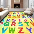 thumbnail image 1 of ODIKA 6'x9' Machine Washable Non-Slip Area Rug, Enchanted Language Journey Radial Exploration Activity Space High Traffic Rug with Pad, Yellow, 688595, 1 of 8