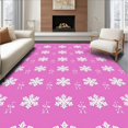 thumbnail image 1 of ODIKA 6'x9' Machine Washable Non-Slip Area Rug, Enchanted Snowflake Wonderland Tree Ornament Holiday Celebration Festive High Traffic Rug with Pad, Pink, 630724, 1 of 8