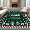 thumbnail image 1 of ODIKA 6'x9' Machine Washable Non-Slip Area Rug, Enchanted Winter Wonderland Doorway Greeting Seasonal Celebration High Traffic Rug with Pad, Green, 737638, 1 of 8