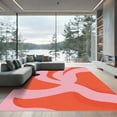 thumbnail image 1 of ODIKA 6'x9' Machine Washable Non-Slip Area Rug, Enchanting Abstract Waves with Fluid Color Transitions High Traffic Rug with Pad, Orange, 921568, 1 of 8