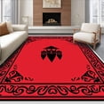 thumbnail image 1 of ODIKA 6'x9' Machine Washable Non-Slip Area Rug, Enchanting Storybook Figure Entryway With Ribbon Detail High Traffic Rug, Red, 725862, 1 of 7