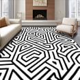 thumbnail image 1 of ODIKA 6'x9' Machine Washable Non-Slip Area Rug, Enigmatic Shadow Maze Artistic Decoration High Traffic Rug with Pad, Black, 474042, 1 of 8