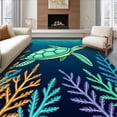 thumbnail image 1 of ODIKA 6'x9' Machine Washable Non-Slip Area Rug, Exotic Lagoon Endangered Species Conservation Entrance High Traffic Rug, Blue, 718110, 1 of 7
