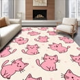 thumbnail image 1 of ODIKA 6'x9' Machine Washable Non-Slip Area Rug, Feline Friend Shaped Absorbent Floor Playful Cartoon Style High Traffic Rug, Pink, 723774, 1 of 7
