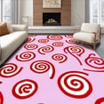thumbnail image 1 of ODIKA 6'x9' Machine Washable Non-Slip Area Rug, Festive Cane Swirl Latch Hook High Traffic Rug with Pad, Pink, 647061, 1 of 8