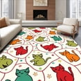 thumbnail image 1 of ODIKA 6'x9' Machine Washable Non-Slip Area Rug, Festive Cat Parade with Twinkling Fairy Light Motifs High Traffic Rug, Orange, 617303, 1 of 7