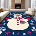 thumbnail image 1 of ODIKA 6'x9' Machine Washable Non-Slip Area Rug, Festive Frosty Friend Needlecraft Yarn Project Cushion High Traffic Rug, Blue, 626796, 1 of 7