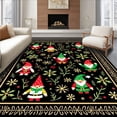 thumbnail image 1 of ODIKA 6'x9' Machine Washable Non-Slip Area Rug, Festive Gnome Gathering with Nordic Snowflake Motifs and Ivy Swirls High Traffic Rug, Black, 654587, 1 of 7