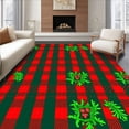 thumbnail image 1 of ODIKA 6'x9' Machine Washable Non-Slip Area Rug, Festive Holiday Entrance Gingham Welcoming Visitors High Traffic Rug, Red, 602301, 1 of 7