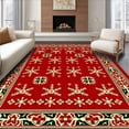thumbnail image 1 of ODIKA 6'x9' Machine Washable Non-Slip Area Rug, Festive Holiday Needlework Yarn Hook Project Gift High Traffic Rug with Pad, Red, 648922, 1 of 8