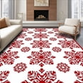 thumbnail image 1 of ODIKA 6'x9' Machine Washable Non-Slip Area Rug, Festive Holiday Punch Needle Featuring Classic Snowflake Motifs High Traffic Rug, Red, 636125, 1 of 7