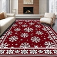 thumbnail image 1 of ODIKA 6'x9' Machine Washable Non-Slip Area Rug, Festive Holiday With Rustic Charm Snowflake High Traffic Rug with Pad, Red, 731568, 1 of 8