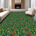 thumbnail image 1 of ODIKA 6'x9' Machine Washable Non-Slip Area Rug, Festive Holly Berry Vine Christmas with Traditional Holiday Motif High Traffic Rug, Green, 623138, 1 of 7