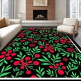 thumbnail image 1 of ODIKA 6'x9' Machine Washable Non-Slip Area Rug, Festive Holly Cluster Design with Artistic Pine Needles and Bold Typography High Traffic Rug, Red, 623651, 1 of 7