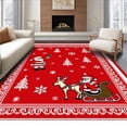 thumbnail image 1 of ODIKA 6'x9' Machine Washable Non-Slip Area Rug, Festive Jolly Santa Sleigh Winter Holiday Pathway Decoration High Traffic Rug with Pad, Red, 605907, 1 of 8
