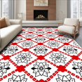 thumbnail image 1 of ODIKA 6'x9' Machine Washable Non-Slip Area Rug, Festive Lattice Snow Web with Crimson Holly Berries High Traffic Rug with Pad, Red, 650752, 1 of 8