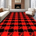 thumbnail image 1 of ODIKA 6'x9' Machine Washable Non-Slip Area Rug, Festive Nordic Stripe with Interlocking Buffalo Check High Traffic Rug with Pad, Red, 610585, 1 of 8
