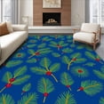 thumbnail image 1 of ODIKA 6'x9' Machine Washable Non-Slip Area Rug, Festive Pine Branch Crochet Kit Cushion Holiday Needlework Project High Traffic Rug with Pad, Blue, 731384, 1 of 8