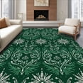thumbnail image 1 of ODIKA 6'x9' Machine Washable Non-Slip Area Rug, Festive Pine Branch Snowflake Holiday Floor with Anti Slip Base High Traffic Rug with Pad, Green, 621286, 1 of 8