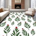thumbnail image 1 of ODIKA 6'x9' Machine Washable Non-Slip Area Rug, Festive Pine Sprigs and Berry Clusters Winter Holiday Duo High Traffic Rug with Pad, Green, 623653, 1 of 8