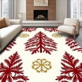 thumbnail image 1 of ODIKA 6'x9' Machine Washable Non-Slip Area Rug, Festive Pine Tree Ensemble with Delicate Snowflake Embellishments High Traffic Rug with Pad, Red, 623258, 1 of 8