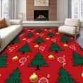 thumbnail image 1 of ODIKA 6'x9' Machine Washable Non-Slip Area Rug, Festive Pine Tree with Holiday Ornament Accents High Traffic Rug, Red, 610322, 1 of 7