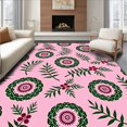 thumbnail image 1 of ODIKA 6'x9' Machine Washable Non-Slip Area Rug, Festive Pinecone Wreath Doormat with Holly Berry Accents High Traffic Rug, Pink, 731929, 1 of 7