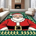thumbnail image 1 of ODIKA 6'x9' Machine Washable Non-Slip Area Rug, Festive Santa Claus Portrait Christmas Holiday Decorative High Traffic Rug with Pad, Green, 505524, 1 of 8