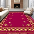 thumbnail image 1 of ODIKA 6'x9' Machine Washable Non-Slip Area Rug, Festive Snowfall with Silhouetted Deer and Twinkling Starbursts High Traffic Rug, Red, 623254, 1 of 7