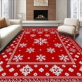 thumbnail image 1 of ODIKA 6'x9' Machine Washable Non-Slip Area Rug, Festive Snowflake Holiday Celebration Magical Winter Enchanted High Traffic Rug with Pad, Red, 507048, 1 of 8