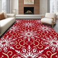 thumbnail image 1 of ODIKA 6'x9' Machine Washable Non-Slip Area Rug, Festive Snowflake Holiday With Elegant Swirl High Traffic Rug, Red, 616816, 1 of 7