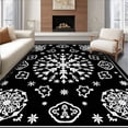 thumbnail image 1 of ODIKA 6'x9' Machine Washable Non-Slip Area Rug, Festive Snowflake Latch Hook Pillow Kit with Crochet Yarn Needlework High Traffic Rug with Pad, Black, 743785, 1 of 8