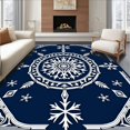 thumbnail image 1 of ODIKA 6'x9' Machine Washable Non-Slip Area Rug, Festive Snowflake Latch Hook Pillow Kit with Printed Canvas High Traffic Rug with Pad, Blue, 650762, 1 of 8