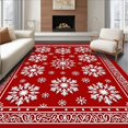 thumbnail image 1 of ODIKA 6'x9' Machine Washable Non-Slip Area Rug, Festive Snowflake Medallion Holiday Accent High Traffic Rug, Red, 615337, 1 of 7