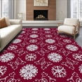 thumbnail image 1 of ODIKA 6'x9' Machine Washable Non-Slip Area Rug, Festive Snowflake Medallion Holiday Inspired Interlocking Motifs High Traffic Rug, Red, 614275, 1 of 7