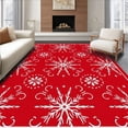 thumbnail image 1 of ODIKA 6'x9' Machine Washable Non-Slip Area Rug, Festive Snowflake Whirl Holiday Starburst with Nordic Charm High Traffic Rug with Pad, Red, 741839, 1 of 8
