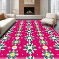 thumbnail image 1 of ODIKA 6'x9' Machine Washable Non-Slip Area Rug, Festive Snowflake with Pine Bough Accents and Holiday Motifs High Traffic Rug with Pad, Pink, 738046, 1 of 8