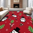 thumbnail image 1 of ODIKA 6'x9' Machine Washable Non-Slip Area Rug, Festive Snowman Gathering With Pine Branches And Berries Motif High Traffic Rug with Pad, Red, 622798, 1 of 8