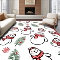 thumbnail image 1 of ODIKA 6'x9' Machine Washable Non-Slip Area Rug, Festive Snowman Wonderland with Scarf Classic Holiday High Traffic Rug with Pad, White, 620845, 1 of 8